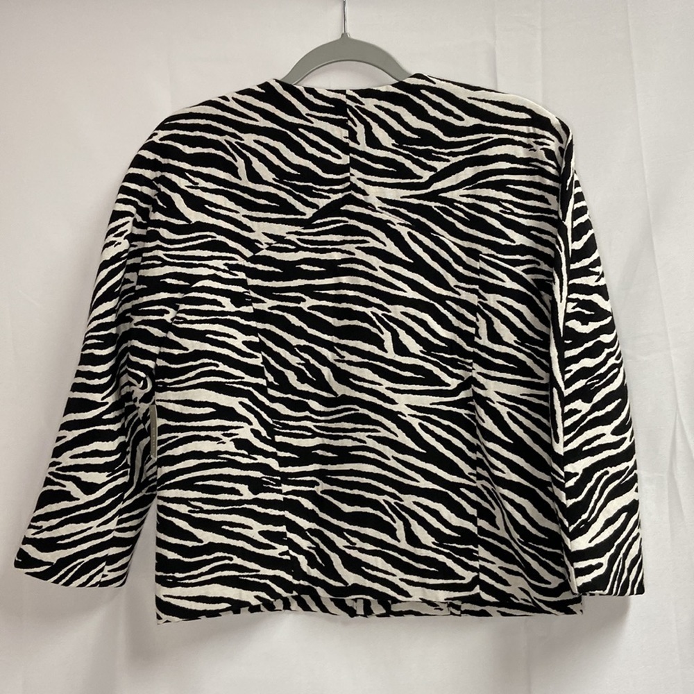 Chico’s Modern Jacquard Zebra Jacket Animal Print Black & White Size 00 XS NWT - Picture 4 of 6